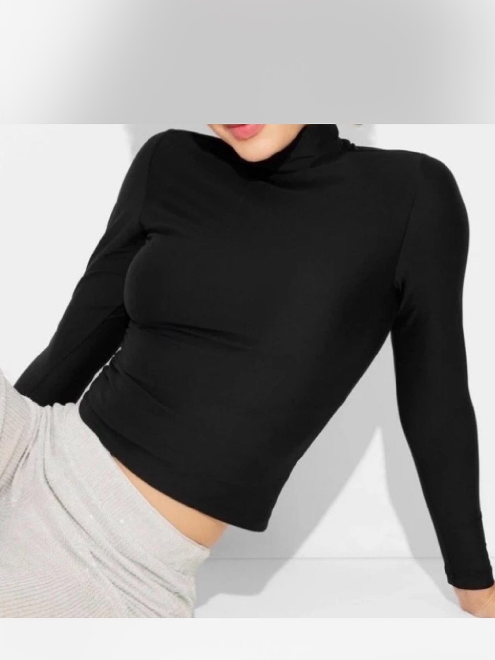 wild fable Black Long-Sleeve Turtleneck Top